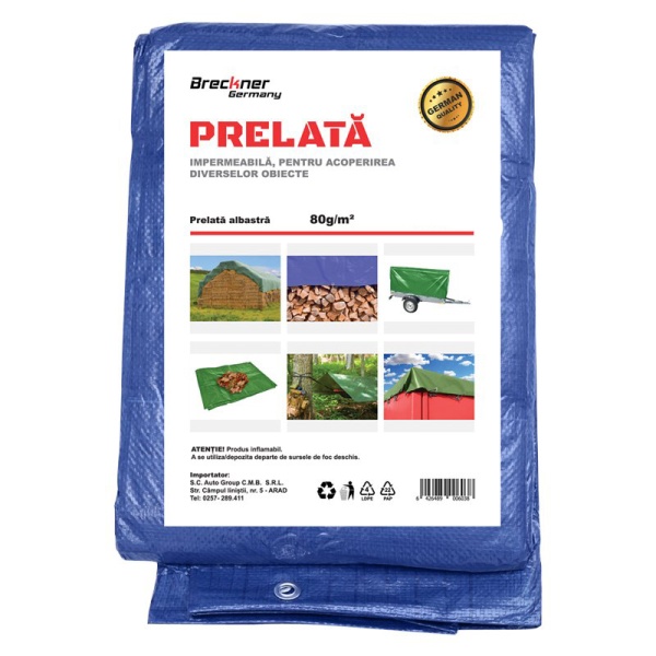 Prelata Cu Ochiuri De Prindere 80g/m2 Albastra 3x4M Breckner Germany Cod BK89401 120721-2